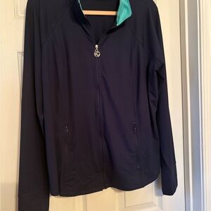 Belle by Kim Gravel Navy Jacket with Teal Collar